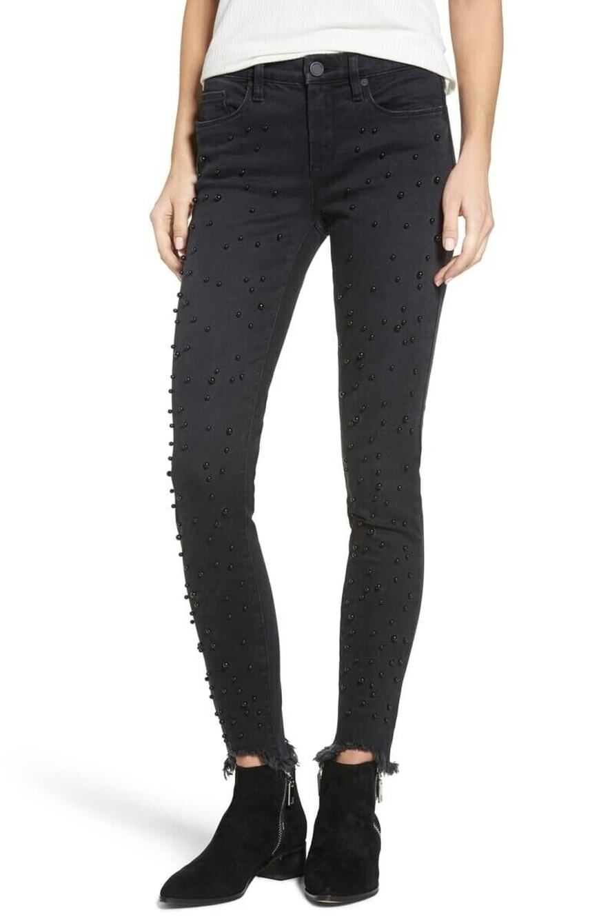Blanknyc Women's Faux Pearl Embellished Skinny Jeans with Lustrous Pearls Sz. 26